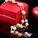 Baroque Pearl Necklace Women Beaded Jewelry 925 Silver