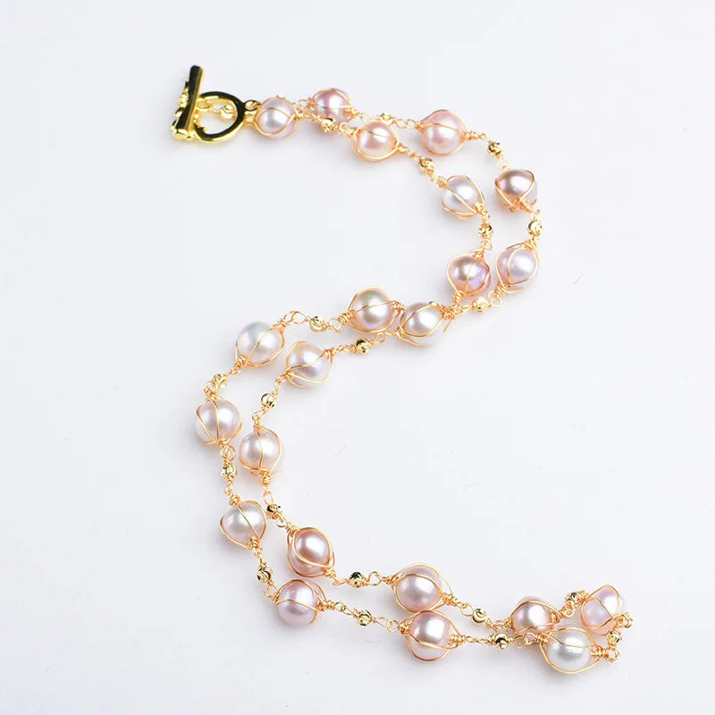 Baroque Pearl Necklace Women Beaded Jewelry 925 Silver