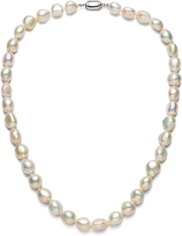 Baroque Pearl Necklace, 9-10mm Freshwater Cultured Pearl Strand Necklace