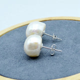 Baroque Pearl Stud Earrings Natural Pearl Silver Stud Earrings