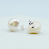 Baroque Pearl Stud Earrings Natural Pearl Silver Stud Earrings