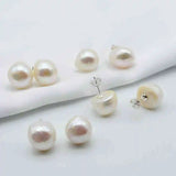 Baroque Pearl Stud Earrings Natural Pearl Silver Stud Earrings