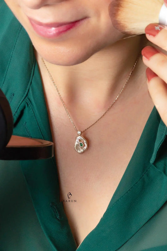 Baroque Pearl Turtle Necklace With Blue, Pink, Green Tortoise