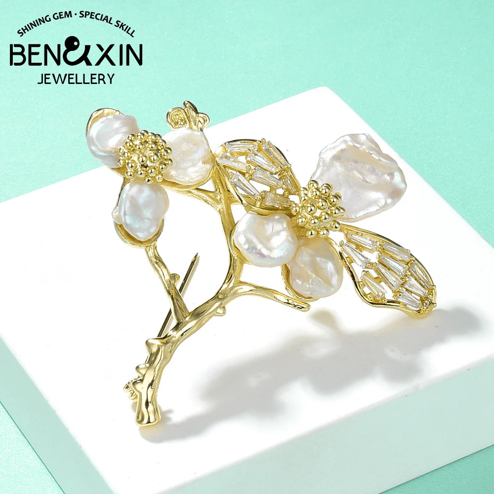 Baroque Pearl Flower Brooch Vintage High Advanced Coat Pin Jewelry