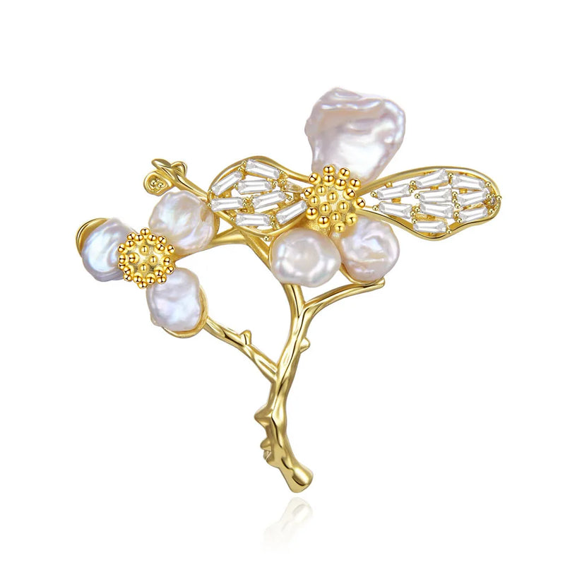 Baroque Pearl Flower Brooch Vintage High Advanced Coat Pin Jewelry