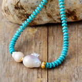 Baroque Pearl Woman Turquoise Chunky Collar Choker Necklace Strand