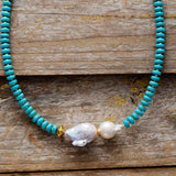 Baroque Pearl Woman Turquoise Chunky Collar Choker Necklace Strand