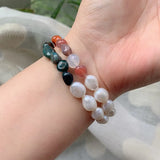 Baroque Pearls Strand Bracelets Reiki Healing Red Agates Kyanites Quartz