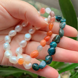 Baroque Pearls Strand Bracelets Reiki Healing Red Agates Kyanites Quartz
