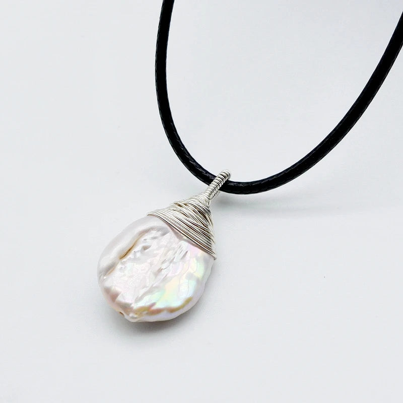Baroque Freshwater Pearl Silver Pendant Necklace