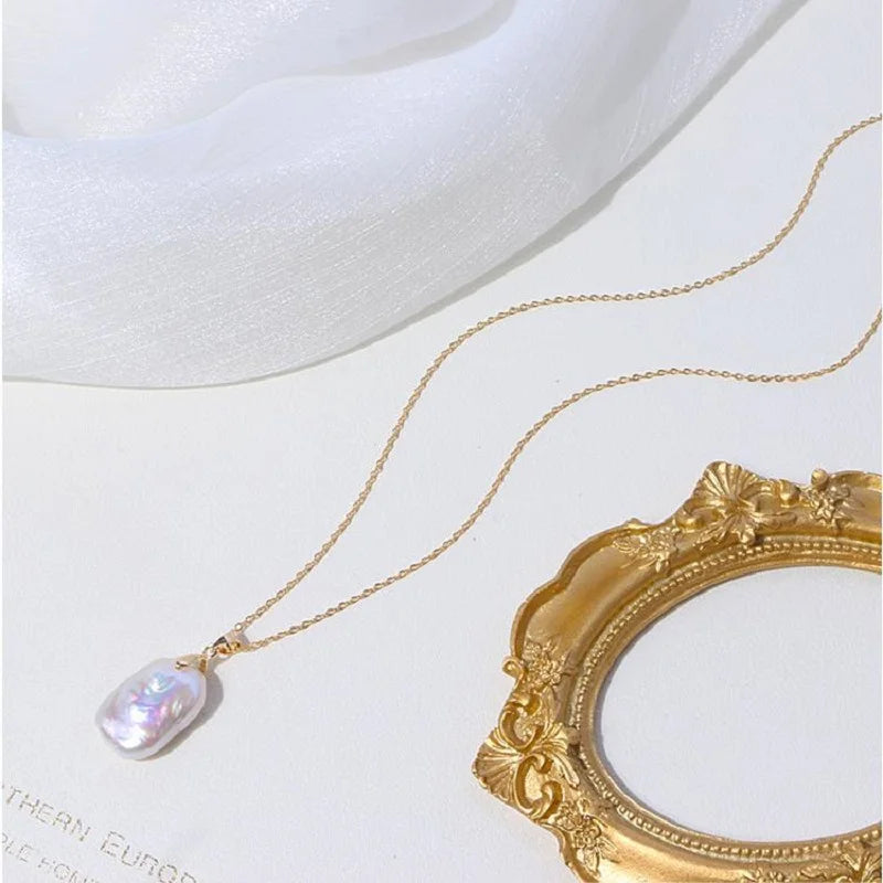 Baroque Pendant Necklace Freshwater Pearl Women's Gift