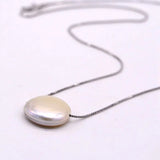 Baroque Pendant Necklace Pearl Silver Coin Pendant