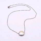 Baroque Pendant Necklace Pearl Silver Coin Pendant