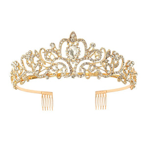 Baroque Purple Crystal Wedding Crown Tiara Comb Headpiece
