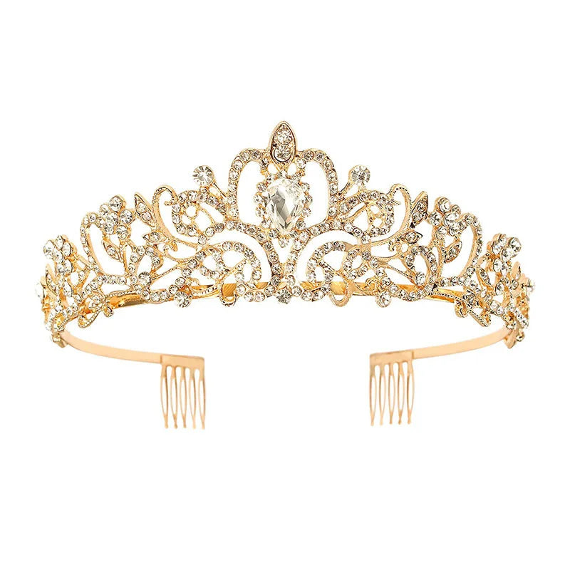 Baroque Purple Crystal Wedding Crown Tiara Comb Headpiece