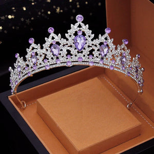 Baroque Purple Crystal Wedding Crown Tiara Comb Headpiece