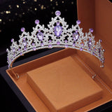 Baroque Purple Crystal Wedding Crown Tiara Comb Headpiece