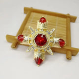 Baroque Red Rhinestone Cross Brooch Pin Vintage Jewelry