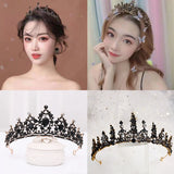 Baroque Retro Bridal Crystal Tiara Crown Rhinestone Veil Wedding Hair Accessory