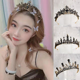 Baroque Retro Bridal Crystal Tiara Crown Rhinestone Veil Wedding Hair Accessory