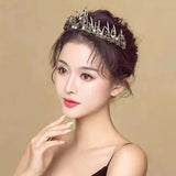 Baroque Retro Bridal Crystal Tiara Crown Rhinestone Veil Wedding Hair Accessory