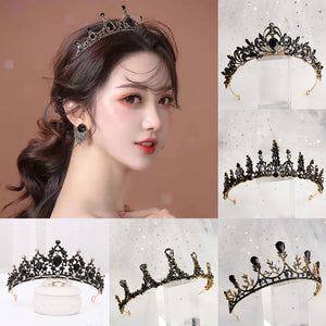 Baroque Retro Bridal Crystal Tiara Crown Rhinestone Veil Wedding Hair Accessory
