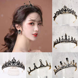 Baroque Retro Bridal Crystal Tiara Crown Rhinestone Veil Wedding Hair Accessory