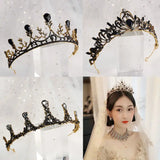 Baroque Retro Bridal Crystal Tiara Crown Rhinestone Veil Wedding Hair Accessory