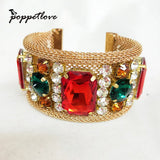 Baroque Rhinestones Crystal Open Bracelet Multicolor Charm Chain Bangles