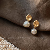 Baroque Freshwater Pearl Stud Earrings Retro Copper Plated 14k Jewelry