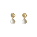 Baroque Freshwater Pearl Stud Earrings Retro Copper Plated 14k Jewelry