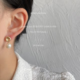 Baroque Freshwater Pearl Stud Earrings Retro Copper Plated 14k Jewelry