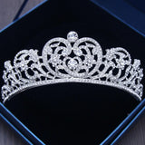 Baroque Silver Crystal Heart Bridal Tiara Crowns