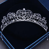 Baroque Silver Crystal Heart Bridal Tiara Crowns