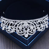 Baroque Silver Crystal Heart Bridal Tiara Crowns
