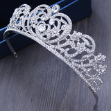 Baroque Silver Crystal Heart Bridal Tiara Crowns