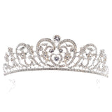 Baroque Silver Crystal Heart Bridal Tiara Crowns