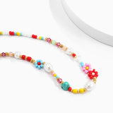 Baroque Simulated Pearls Flowers Hand-woven Choker Necklace