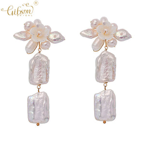 Baroque Shell Pearl Bridal Drop Earrings Wedding Party Accessory