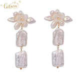 Baroque Shell Pearl Bridal Drop Earrings Wedding Party Accessory