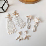 Baroque Shell Pearl Bridal Drop Earrings Wedding Party Accessory