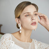 Baroque Shell Pearl Bridal Drop Earrings Wedding Party Accessory
