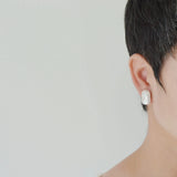 Baroque Pearl Silver Stud Earrings Rectangle Pink Women Wedding Jewelry