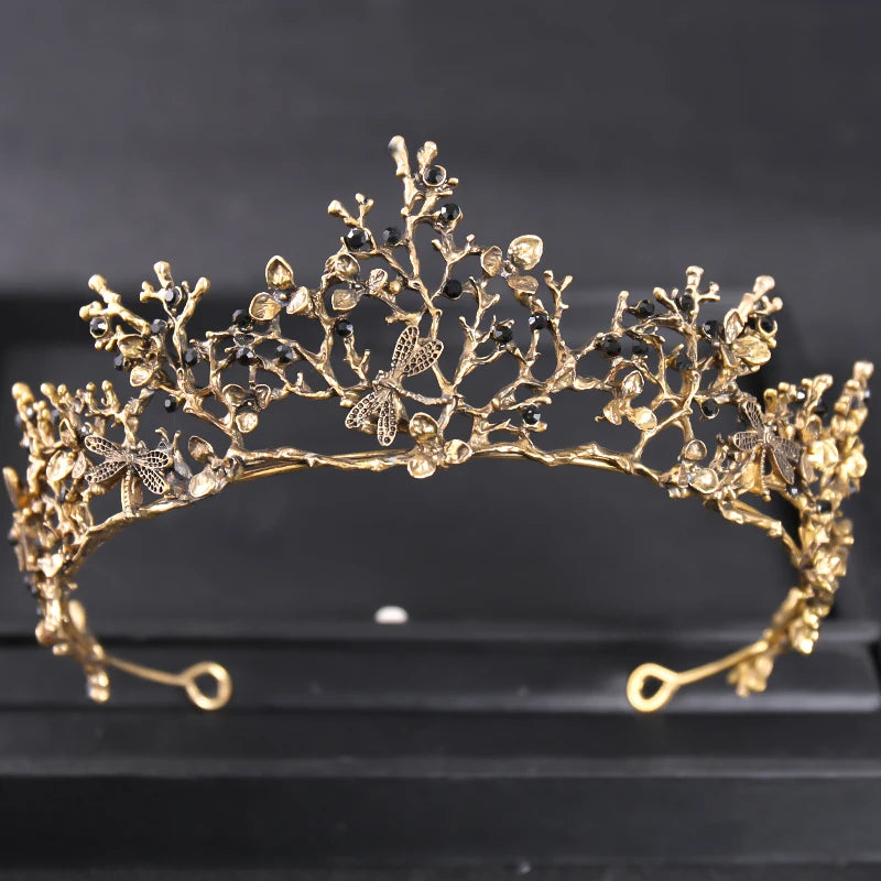 Baroque Vintage Crystal Crown Tiara Rhinestone Princess Butterfly Prom