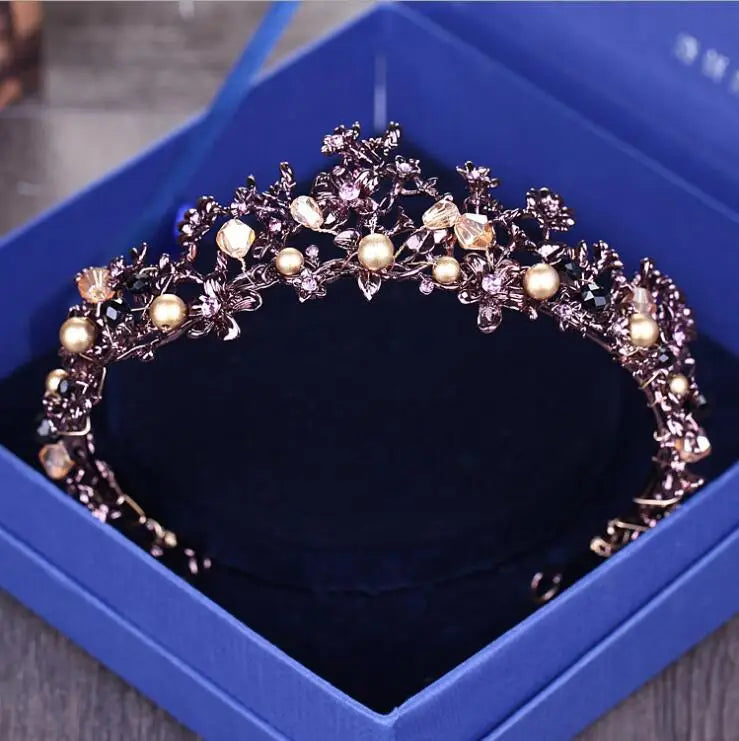 Baroque Vintage Purple Crystal Wedding Bridal Tiaras Hairband Headpiece