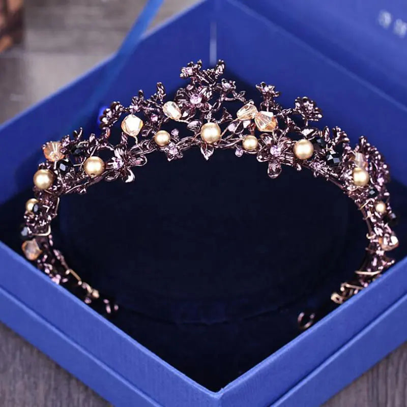 Baroque Vintage Purple Crystal Wedding Bridal Tiaras Hairband Headpiece