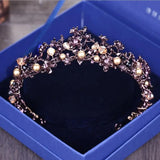Baroque Vintage Purple Crystal Wedding Bridal Tiaras Hairband Headpiece