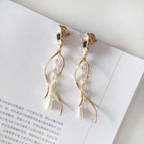 Baroque Water Drop Pearls Clip Earrings Long Clip on Earrings for Women