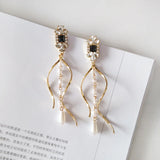 Baroque Water Drop Pearls Clip Earrings Long Clip on Earrings for Women