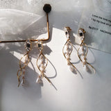 Baroque Water Drop Pearls Clip Earrings Long Clip on Earrings for Women